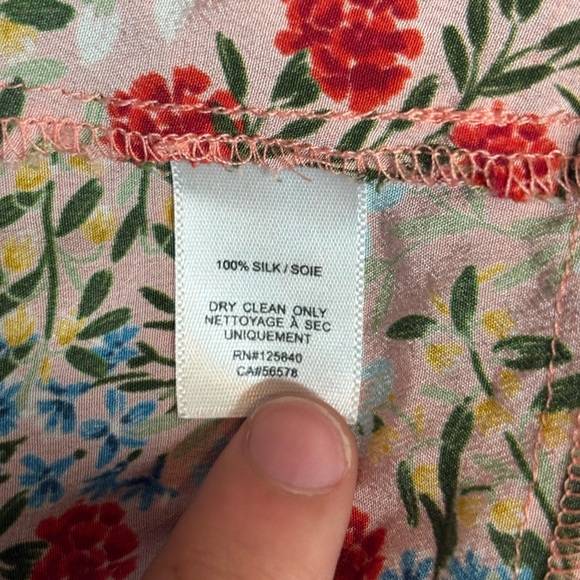 INTERMIX Silk printed Floral Ruffle Blouse Top Tie Front V-Neck Boho size 2 - Picture 11 of 16